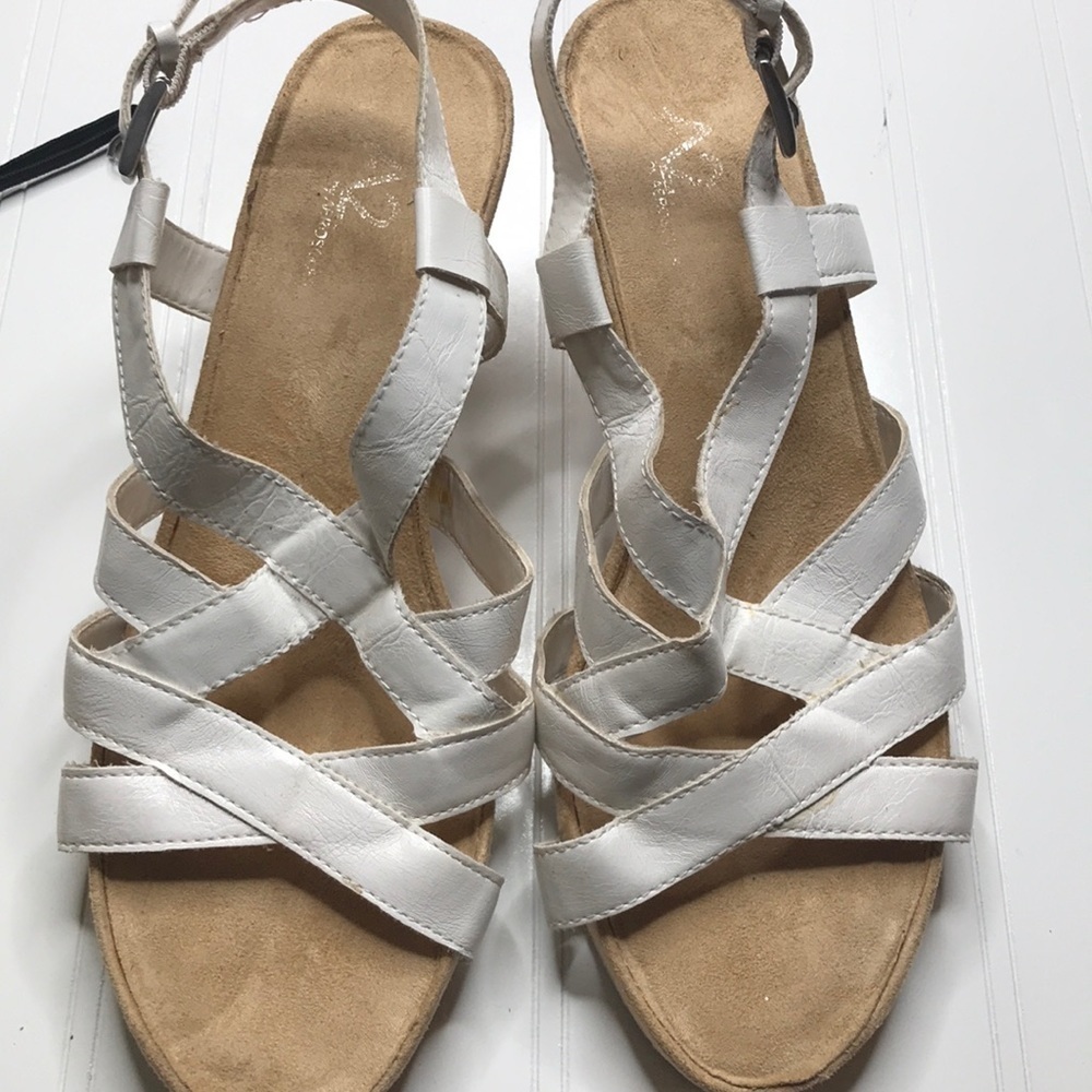 A2 White Wedge Starlight Sandal. MCS0783